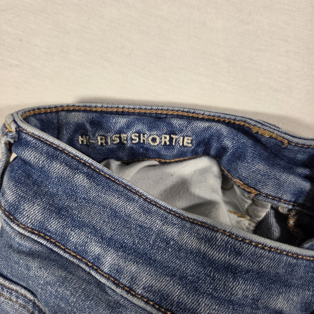 American Eagle Shorts High Rise Shortie Denim Womens Size 4 Distressed - Picture 6 of 9